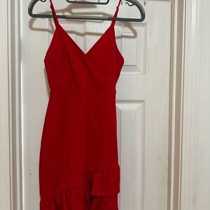 Lulu's Vibrant Red Asymmetrical Dress